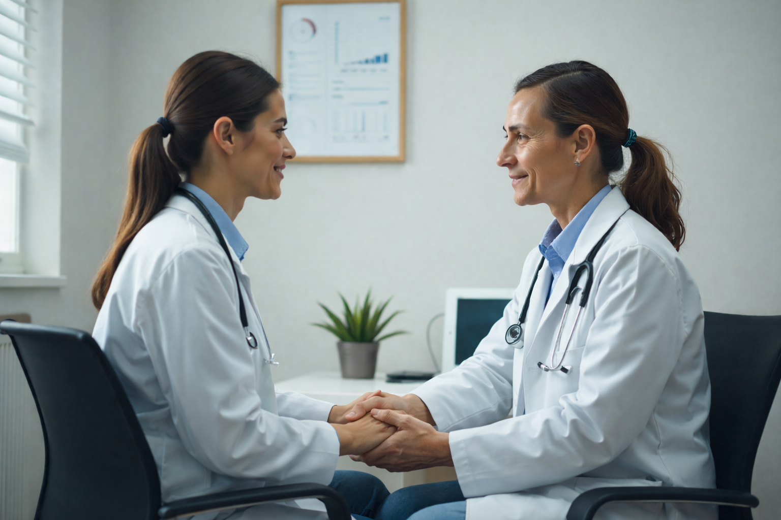 Doctor and patient having a conversation while AI-assisted documentation supports the visit.